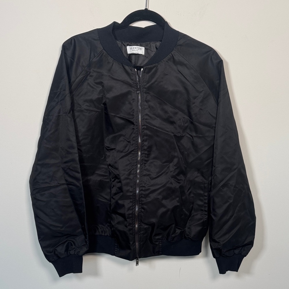 VALENTINO Beauty Uniform Black Bomber Jacket with Double Zipper - M/L